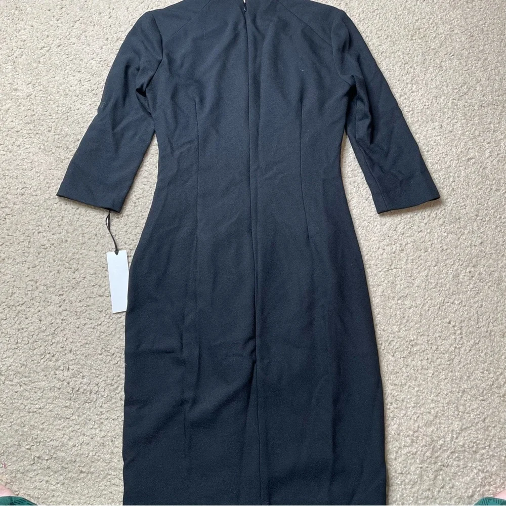 L’AGENCE Ruched MIDI Black Pur Amour Dress Size 2 - Picture 5 of 6